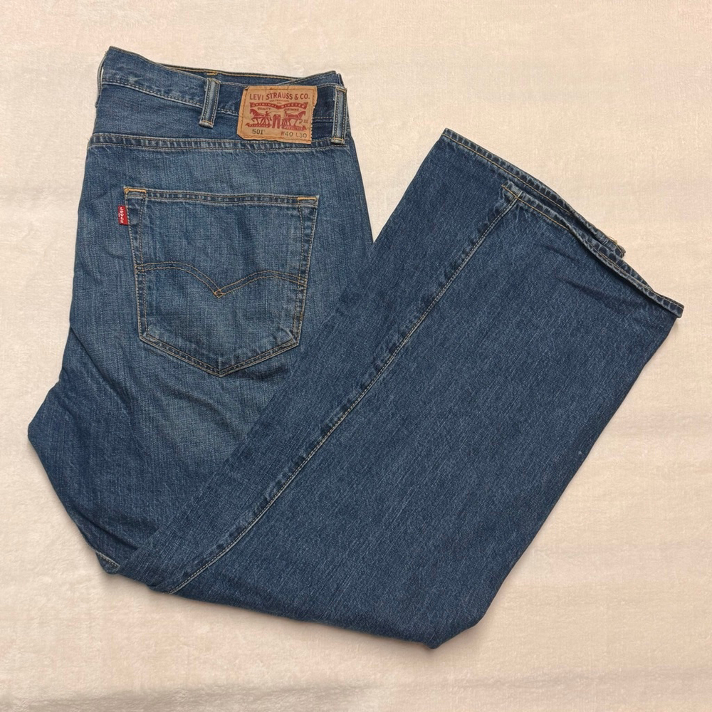 Men's Levi's Blue Jeans 501 40x30 Straight Button Fly
